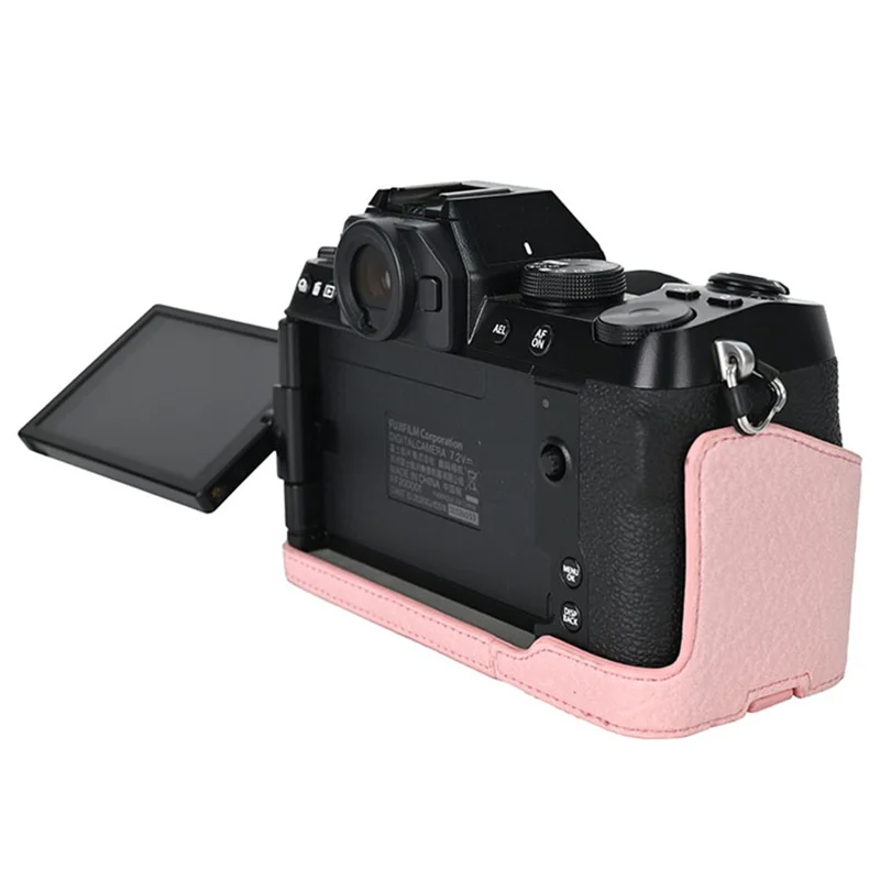 Чехол для камеры Fujifilm X-S10 с большим вырезом, текстурой личи, из защитной кожи ПУ - розовый