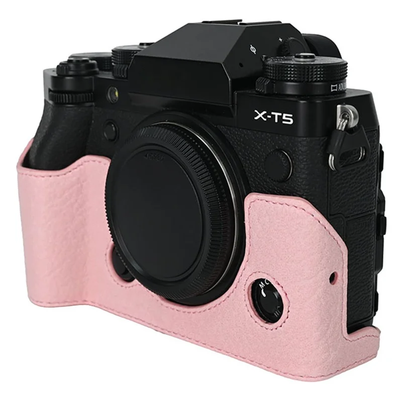 For Fujifilm X-T5 Camera Case Large Cutout Litchi Texture PU Leather Protective Cover - Pink