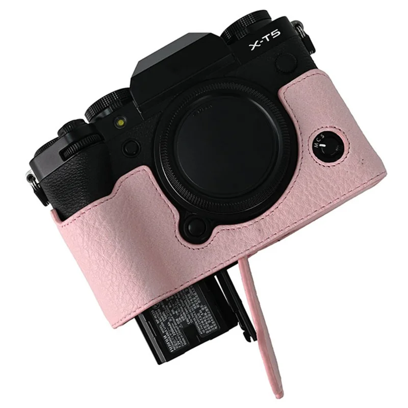 For Fujifilm X-T5 Camera Case Large Cutout Litchi Texture PU Leather Protective Cover - Pink