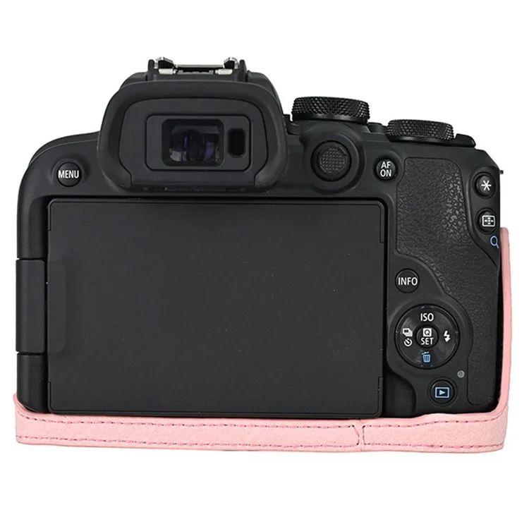For Canon EOS R10 Camera Case Large Cutout Litchi Texture PU Leather Protective Cover - Pink