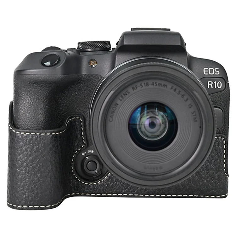 Чехол большого размера для камеры Canon EOS R10, с вырезами, текстура под кожу питона, защитная крышка - черный