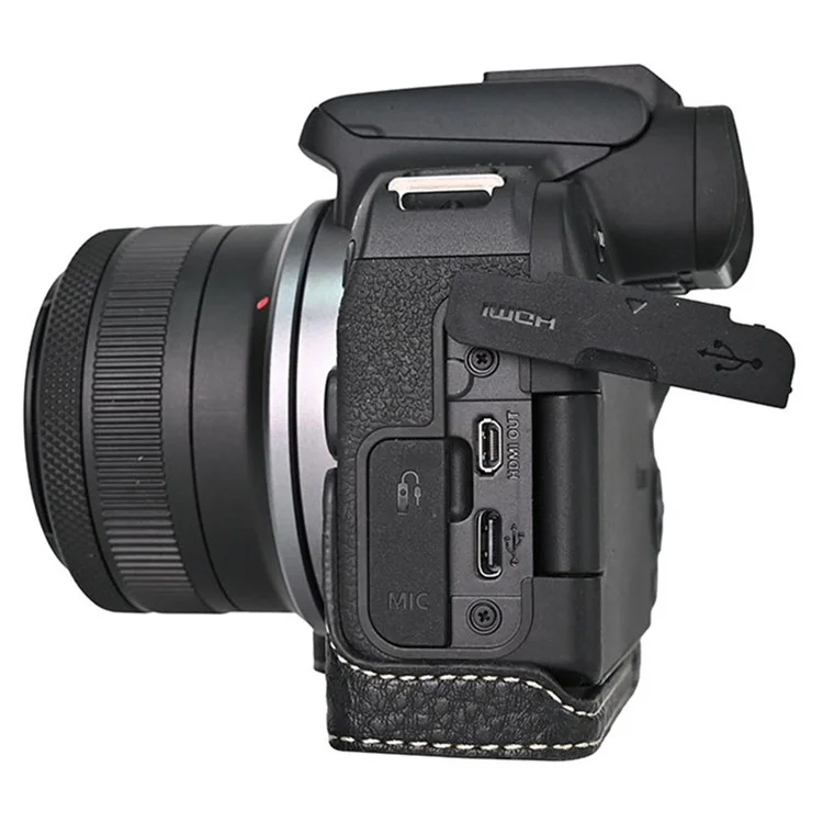 Чехол большого размера для камеры Canon EOS R10, с вырезами, текстура под кожу питона, защитная крышка - черный