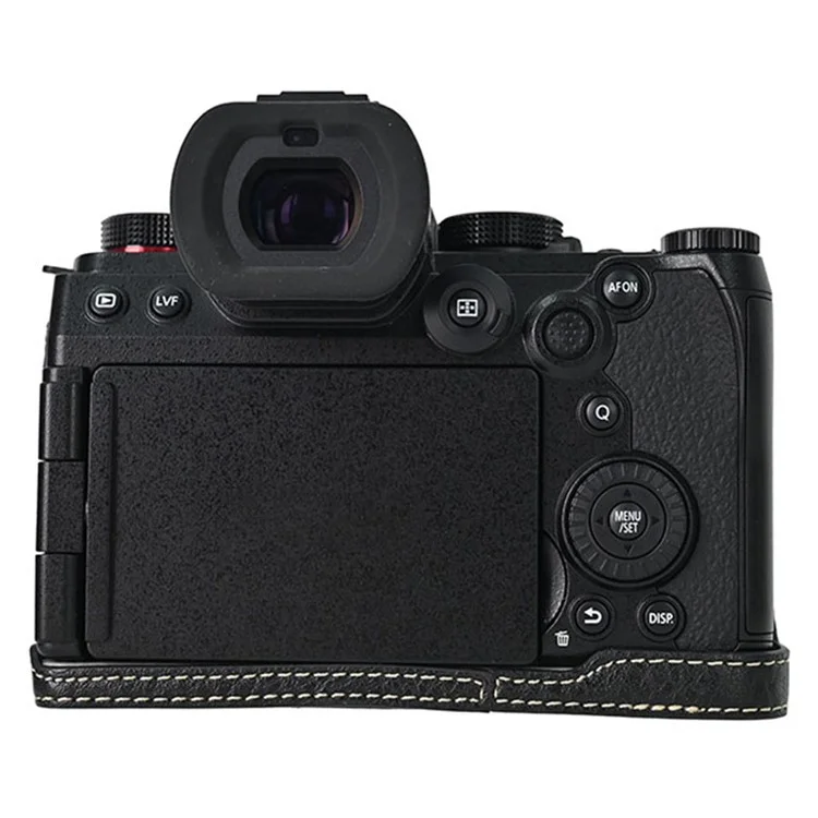 For Panasonic Lumix S5 / S5 II Camera Case with Shoulder Strap Large Cutout Litchi Texture PU Protective Cover - Black