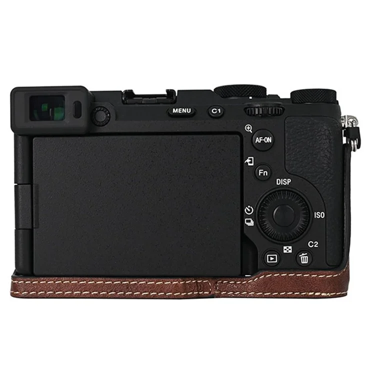 For Sony A7C II / A7CR Camera Case Large Cutout Litchi Texture PU Leather Protective Cover - Coffee