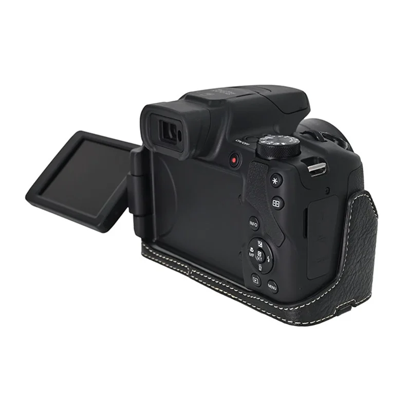 For Canon SX70 HS Camera Case Large Cutout Litchi Texture PU Leather Protective Cover - Black