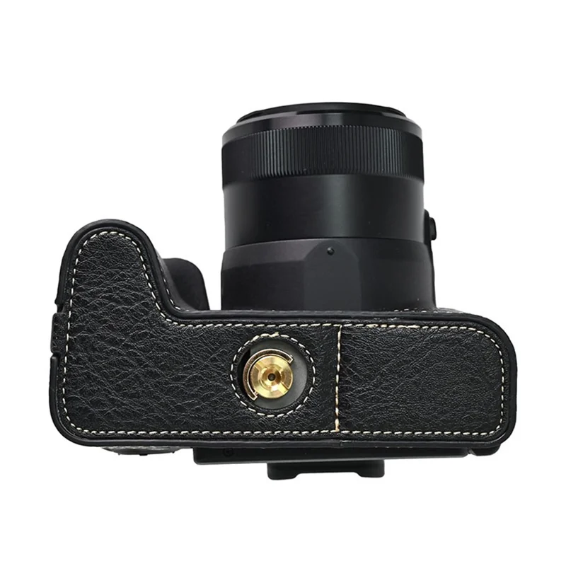 For Canon SX70 HS Camera Case Large Cutout Litchi Texture PU Leather Protective Cover - Black