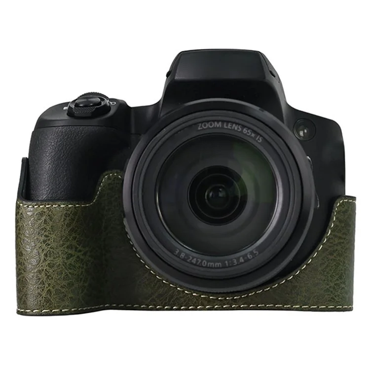 For Canon SX70 HS Camera Case Large Cutout Litchi Texture PU Leather Protective Cover - Green