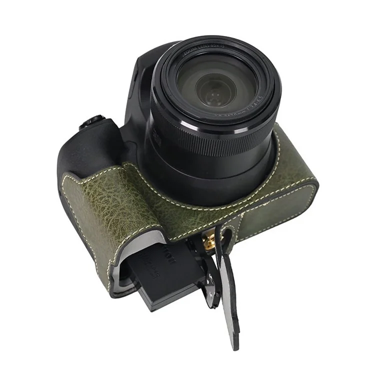 For Canon SX70 HS Camera Case Large Cutout Litchi Texture PU Leather Protective Cover - Green
