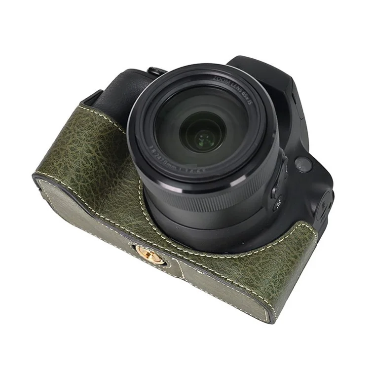 For Canon SX70 HS Camera Case Large Cutout Litchi Texture PU Leather Protective Cover - Green