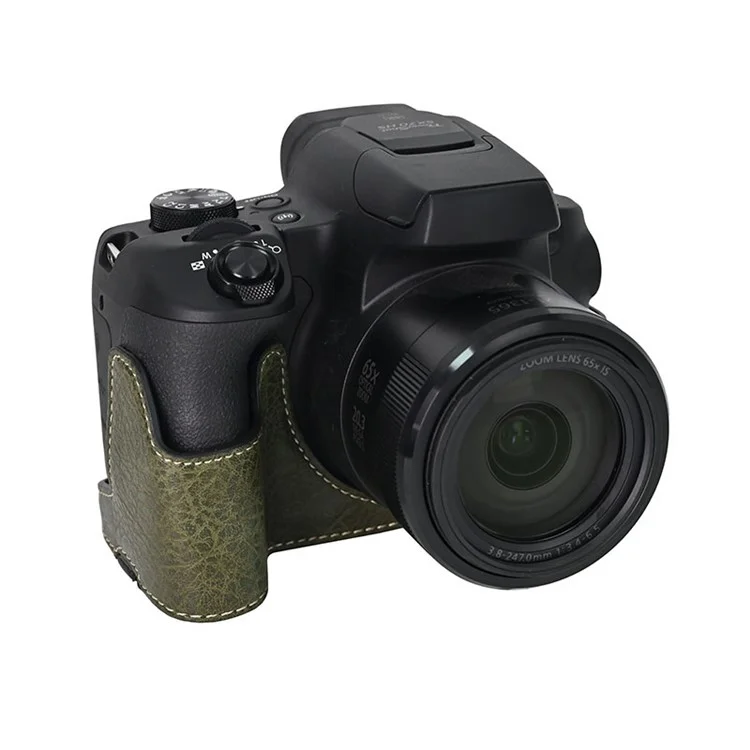 For Canon SX70 HS Camera Case Large Cutout Litchi Texture PU Leather Protective Cover - Green