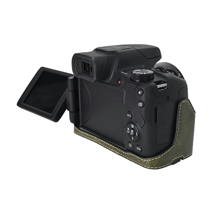 For Canon SX70 HS Camera Case Large Cutout Litchi Texture PU Leather Protective Cover - Green