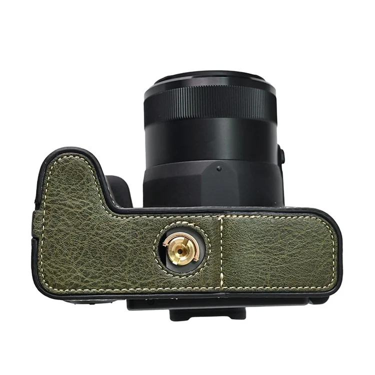 For Canon SX70 HS Camera Case Large Cutout Litchi Texture PU Leather Protective Cover - Green