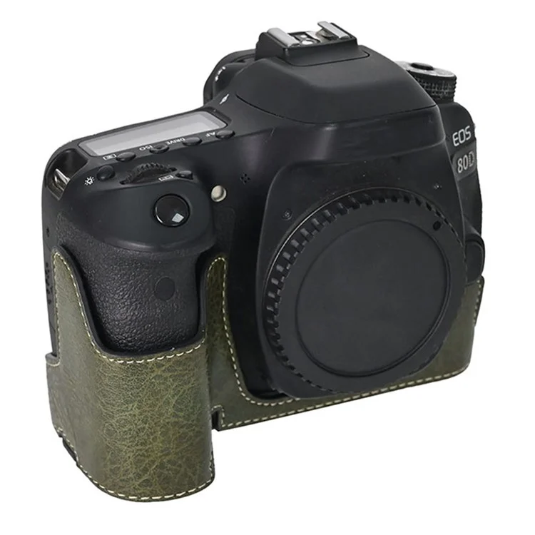 Camera Case For Canon EOS 90D / 80D / 70D / 60D Large Cutout Litchi Texture PU Leather Protective Cover - Green