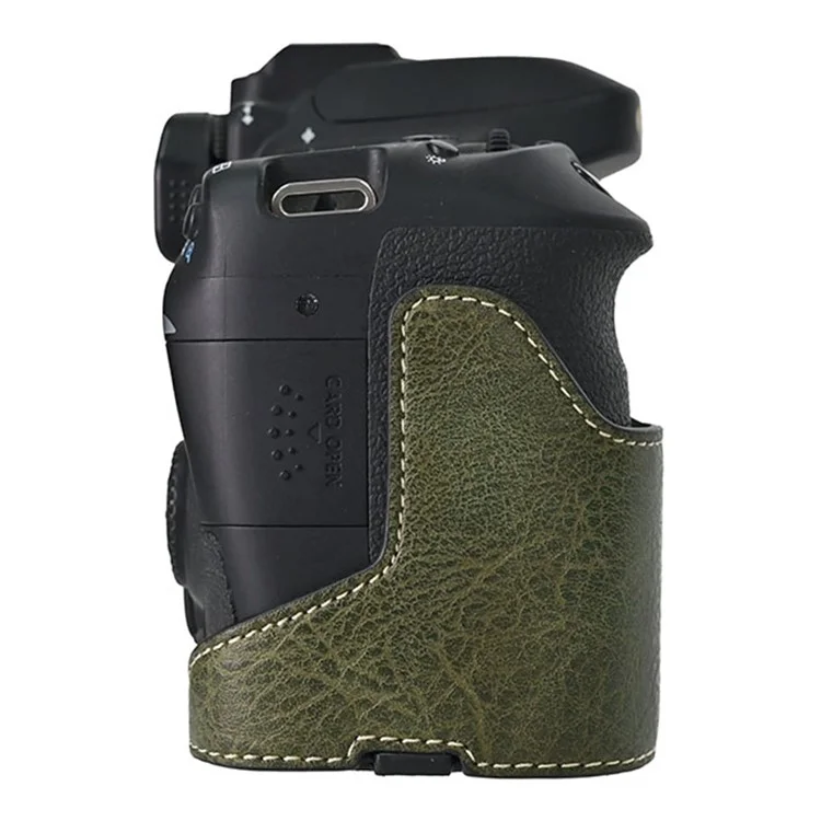 Camera Case For Canon EOS 90D / 80D / 70D / 60D Large Cutout Litchi Texture PU Leather Protective Cover - Green