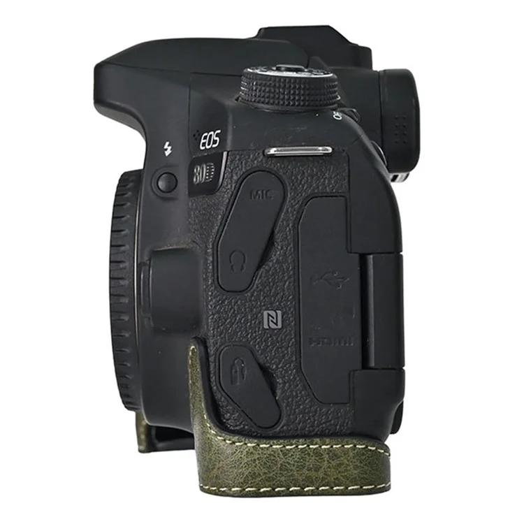 Camera Case For Canon EOS 90D / 80D / 70D / 60D Large Cutout Litchi Texture PU Leather Protective Cover - Green