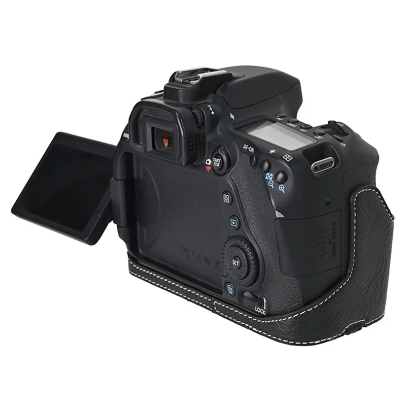 Camera Case For Canon EOS 90D / 80D / 70D / 60D  Large Cutout Litchi Texture PU Leather Protective Cover - Black