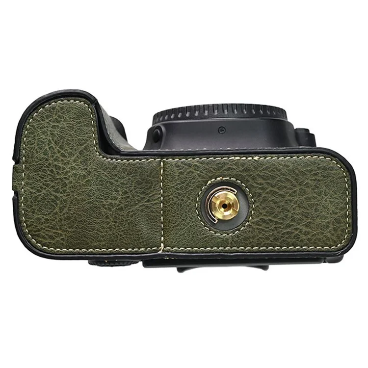 For Canon EOS 90D / 80D / 70D / 60D Camera Case with Shoulder Strap Large Cutout Litchi Texture PU Protective Cover - Green