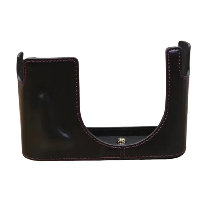 For Leica Q Digital Camera PU Leather Bottom Case Battery Opening Design Protective Half Body Cover - Black
