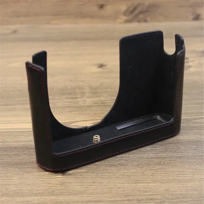 For Leica Q Digital Camera PU Leather Bottom Case Battery Opening Design Protective Half Body Cover - Black