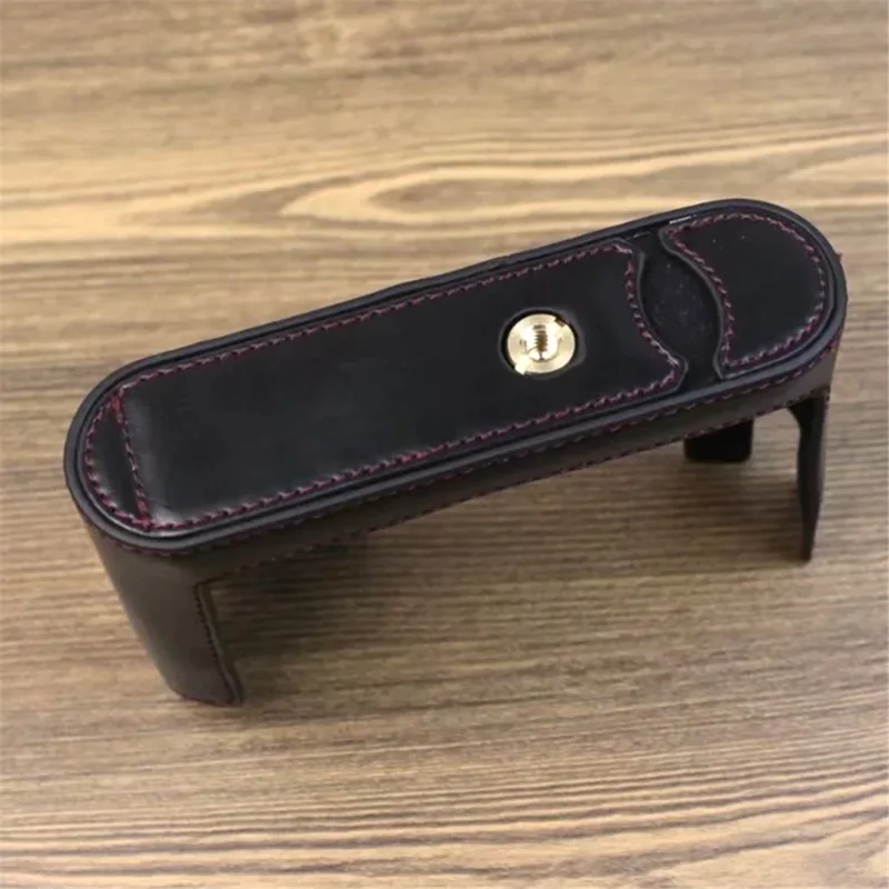 For Leica Q Digital Camera PU Leather Bottom Case Battery Opening Design Protective Half Body Cover - Black