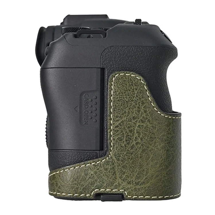 For Canon EOS R6 Mark II / R6 / R5 Camera Case with Shoulder Strap Large Cutout Litchi Texture PU Protective Cover - Green