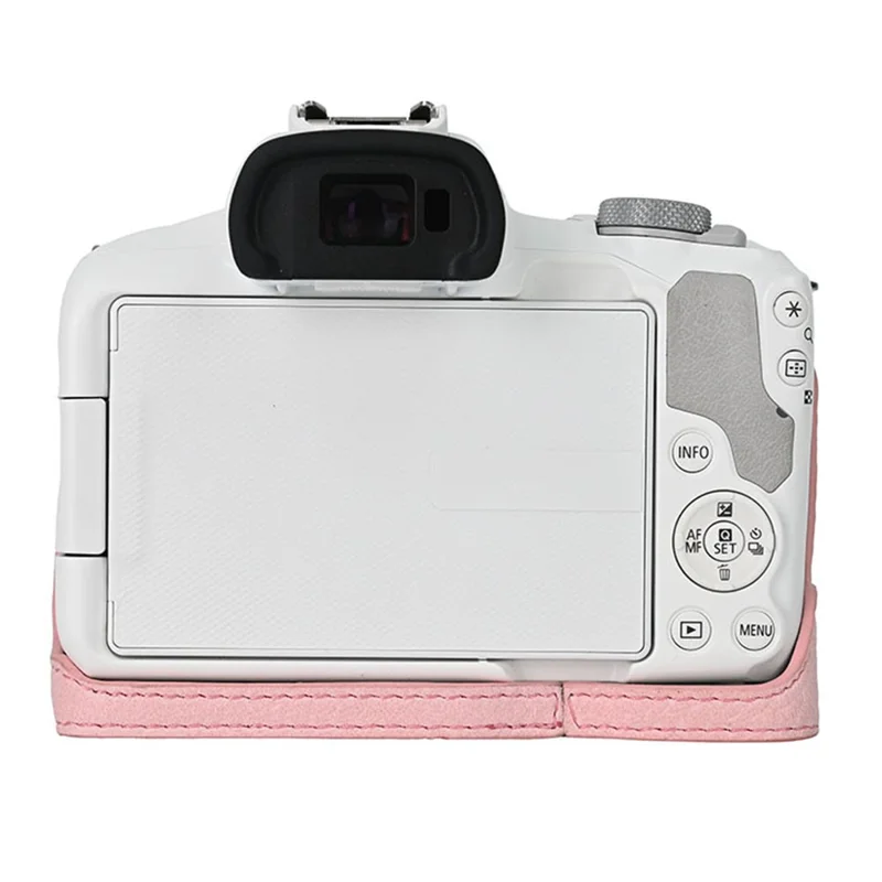 For Canon EOS R100  /  R50 Camera Base Detachable Battery Litchi Texture PU Leather Protective Case - Pink