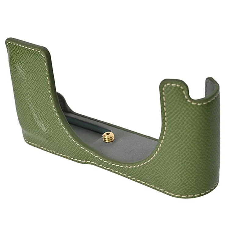 Per Leica D-Lux 8 Camera Base con coperchio dell'obiettivo, tracolla, custodia protettiva in pelle PU - Verde