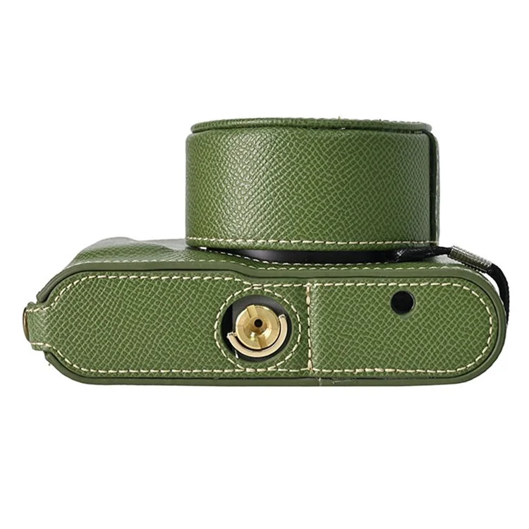 Per Leica D-Lux 8 Camera Base con coperchio dell'obiettivo, tracolla, custodia protettiva in pelle PU - Verde