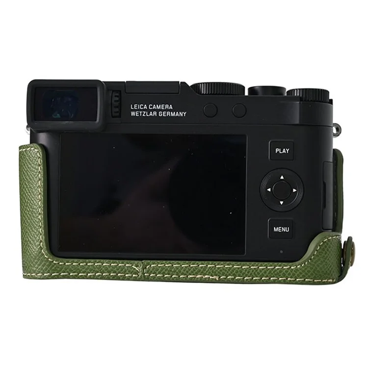 Per Leica D-Lux 8 Camera Base con coperchio dell'obiettivo, tracolla, custodia protettiva in pelle PU - Verde