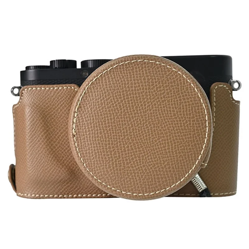 Für Leica D-Lux 8 Kamera Basis mit Objektivdeckel Schultergurt PU-Leder Schutzhülle - Braun