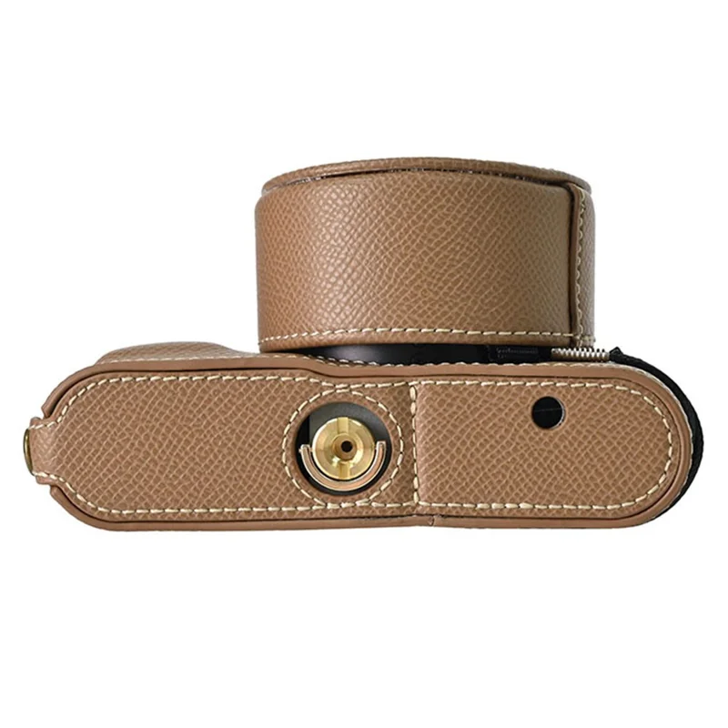 Für Leica D-Lux 8 Kamera Basis mit Objektivdeckel Schultergurt PU-Leder Schutzhülle - Braun