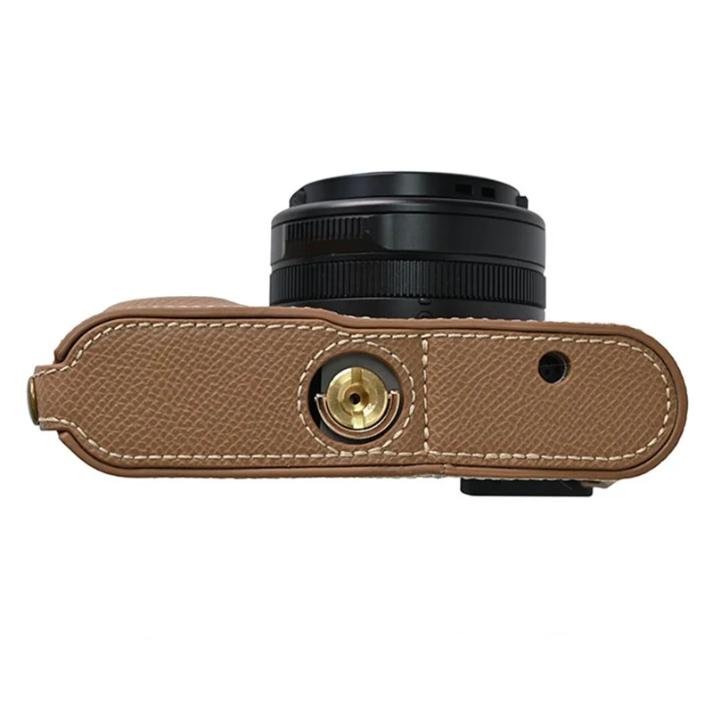 Für Leica D-Lux 8 Kamera Basis mit Objektivdeckel Schultergurt PU-Leder Schutzhülle - Braun