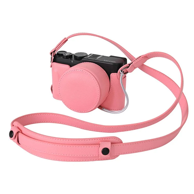 Für die Leica D-Lux 8 Kamera Basis mit Objektivdeckel, Schultergurt, Schutzgehäuse aus PU-Leder - Pink