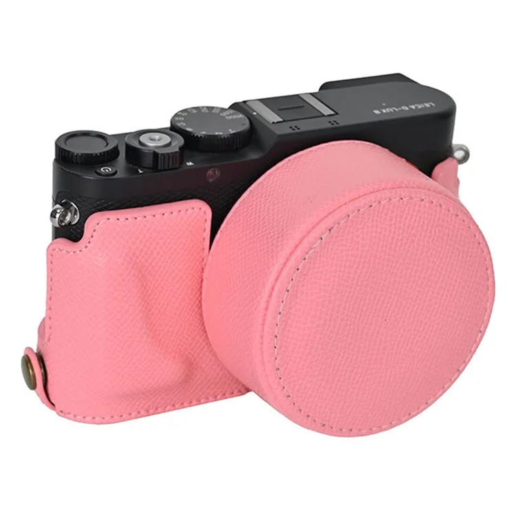 Für die Leica D-Lux 8 Kamera Basis mit Objektivdeckel, Schultergurt, Schutzgehäuse aus PU-Leder - Pink