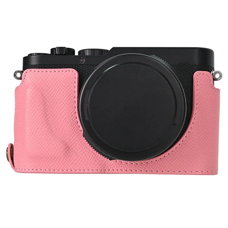 Für die Leica D-Lux 8 Kamera Basis mit Objektivdeckel, Schultergurt, Schutzgehäuse aus PU-Leder - Pink