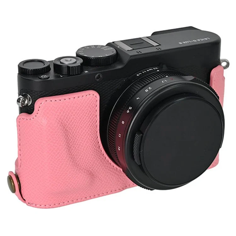 Für die Leica D-Lux 8 Kamera Basis mit Objektivdeckel, Schultergurt, Schutzgehäuse aus PU-Leder - Pink