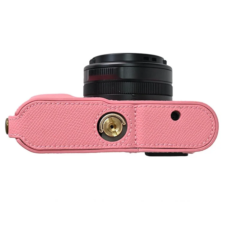 Für die Leica D-Lux 8 Kamera Basis mit Objektivdeckel, Schultergurt, Schutzgehäuse aus PU-Leder - Pink