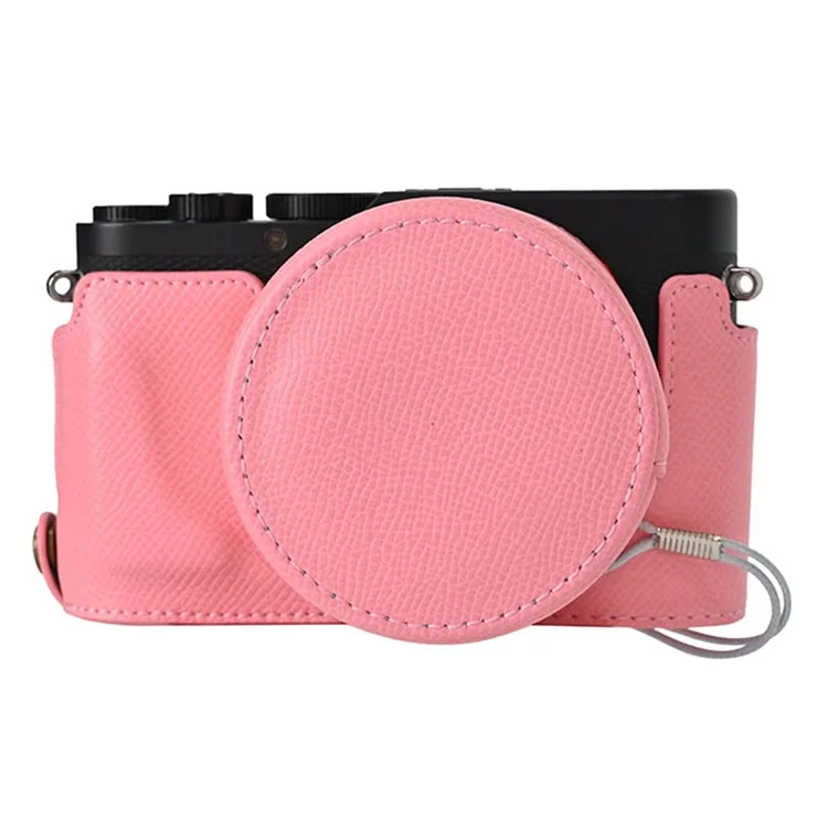 Für die Leica D-Lux 8 Kamera Basis mit Objektivdeckel, Schultergurt, Schutzgehäuse aus PU-Leder - Pink