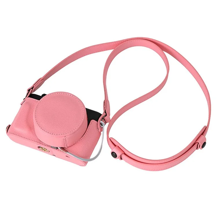 Für die Leica D-Lux 8 Kamera Basis mit Objektivdeckel, Schultergurt, Schutzgehäuse aus PU-Leder - Pink
