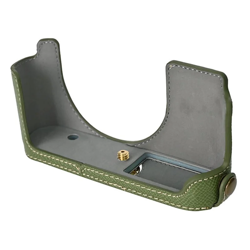 Voor Leica D-Lux 8 Camerahoes PU Leer Beschermhoes met Lensdop - Groen