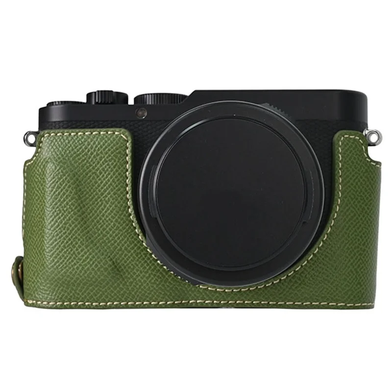 Voor Leica D-Lux 8 Camerahoes PU Leer Beschermhoes met Lensdop - Groen