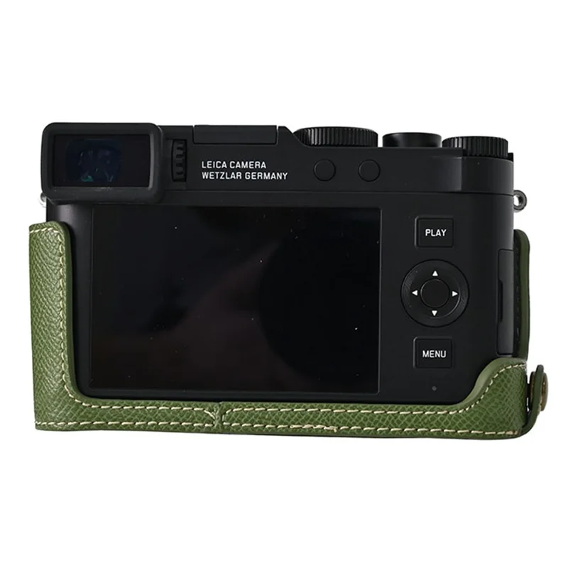 Voor Leica D-Lux 8 Camerahoes PU Leer Beschermhoes met Lensdop - Groen