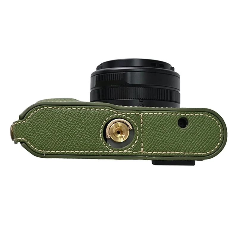 Voor Leica D-Lux 8 Camerahoes PU Leer Beschermhoes met Lensdop - Groen