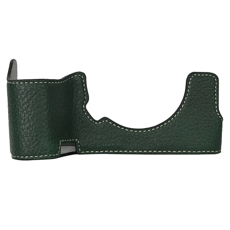 Camera Base for Sony A7R V / A7 IV / A7S III / Alpha 1 , Detachable Battery Litchi Texture PU Leather Protective Case - Blackish Green