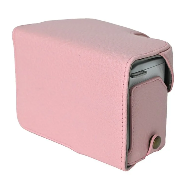 Custodia per fotocamera Sony Alpha ZV-E10 II, in pelle con texture a litchi, con foro per batteria + cinghia - Rosa