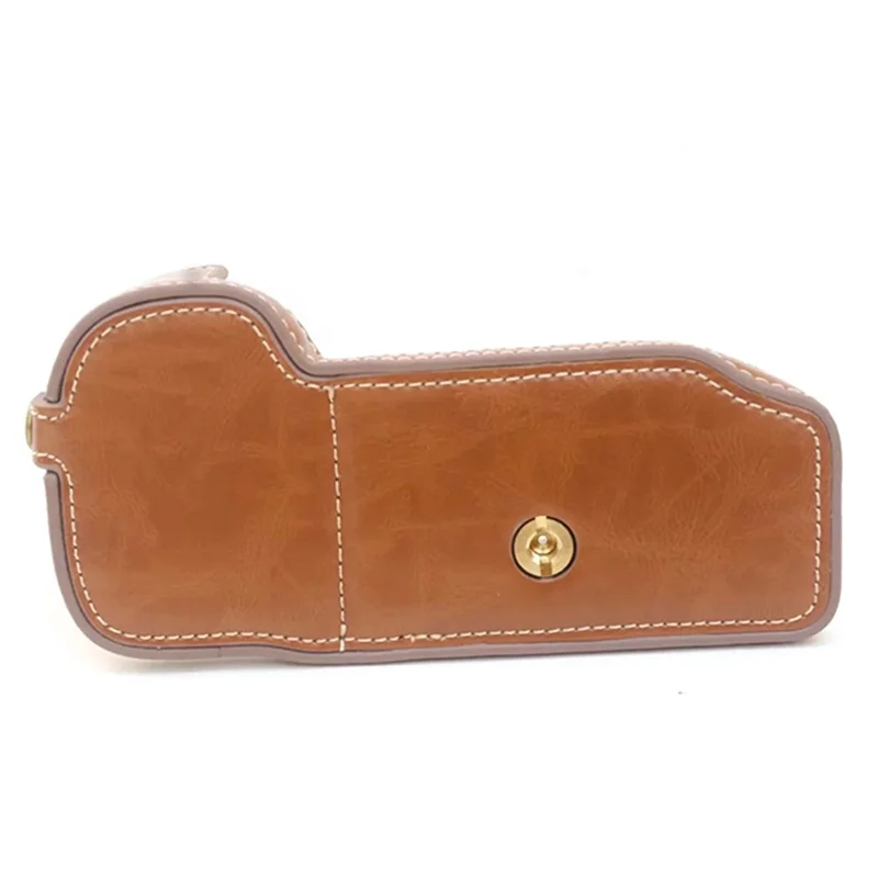 Flannel Lining Bottom Case for Nikon D810/D800 PU Leather Digital Camera Protective Half Body Cover with Battery Opening - Brown