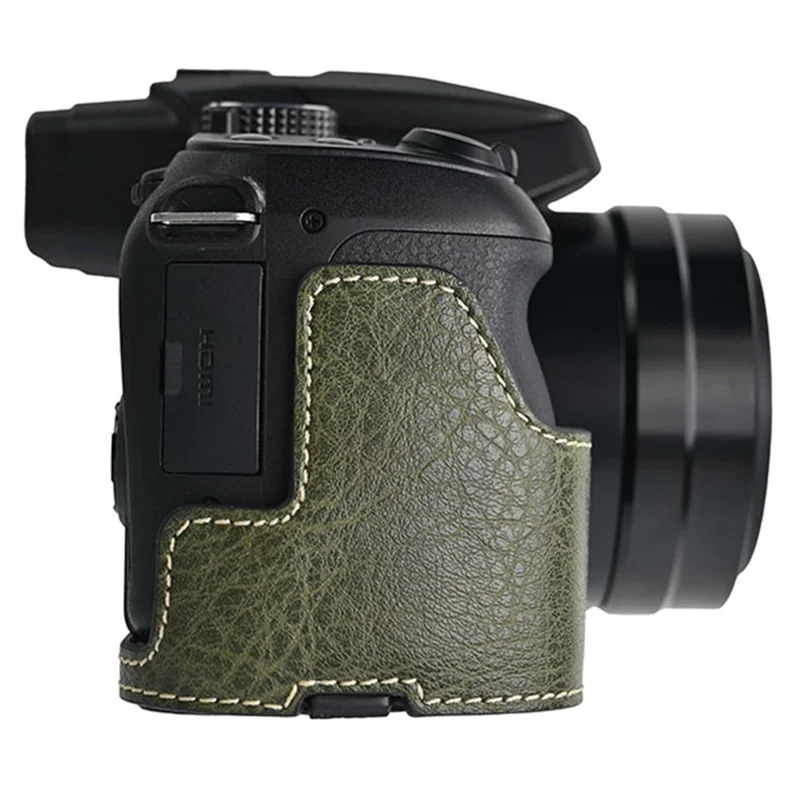 For Panasonic Lumix FZ80D / FZ85D Camera Case Large Cutout Litchi Texture PU Leather Protective Cover - Green