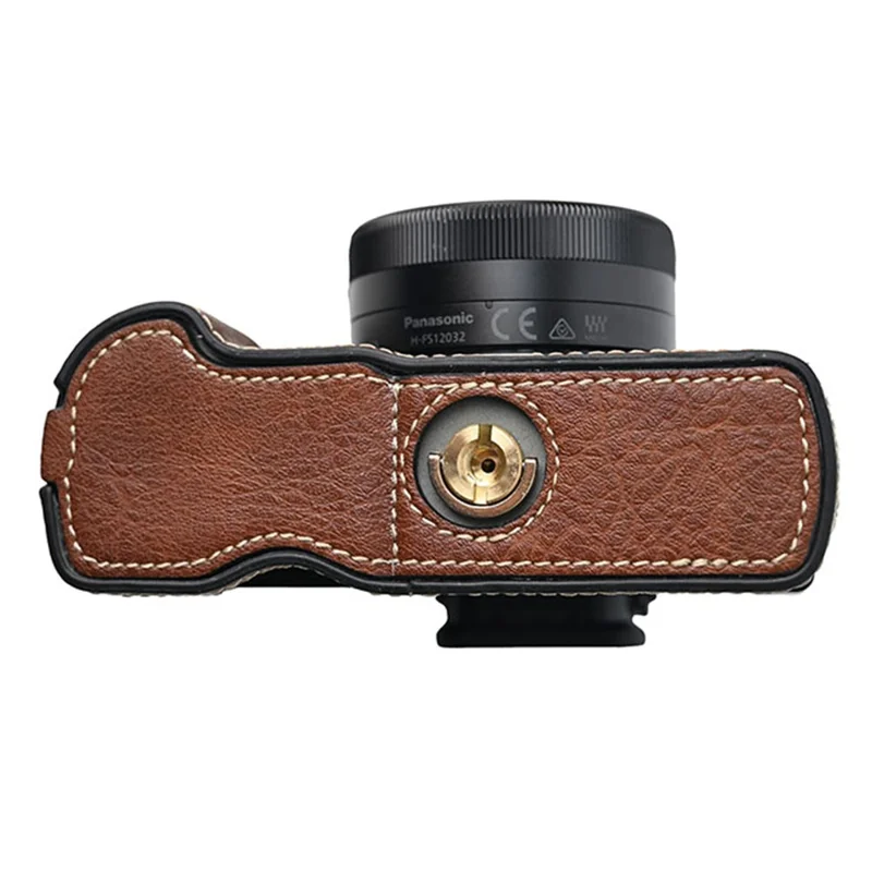 For Panasonic Lumix G100K Camera Case Large Cutout Litchi Texture PU Leather Protective Cover - Coffee