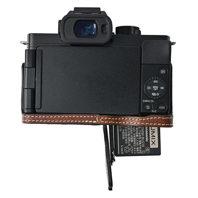 For Panasonic Lumix G100K Camera Case Large Cutout Litchi Texture PU Leather Protective Cover - Coffee