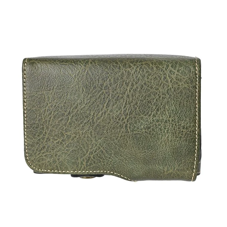 Custodia protettiva in pelle PU con texture a litchi per Fujifilm X-M5, con cinghia per la spalla - Verde